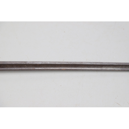 105 - A VICTORIAN NAVAL OFFICER'S SWORD. An 1827 Pattern sword with a 79.5 cm pointed fullered, unsharpene... 