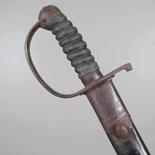 106 - A NINETEENTH CENTURY BRITISH POLICE OFFICER'S SWORD AND SCABBARD. With a 58 cm curved blade with poi... 