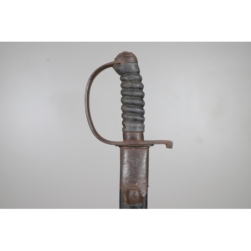 106 - A NINETEENTH CENTURY BRITISH POLICE OFFICER'S SWORD AND SCABBARD. With a 58 cm curved blade with poi... 