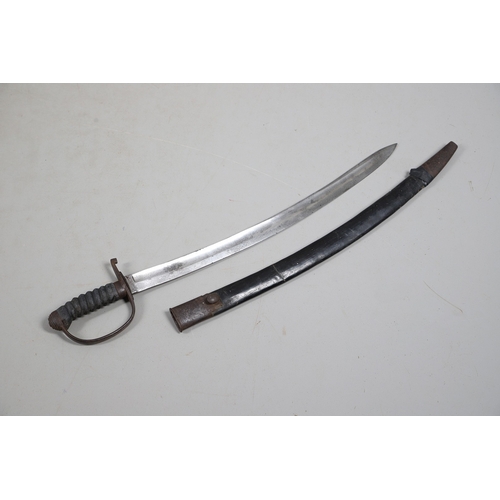 106 - A NINETEENTH CENTURY BRITISH POLICE OFFICER'S SWORD AND SCABBARD. With a 58 cm curved blade with poi... 