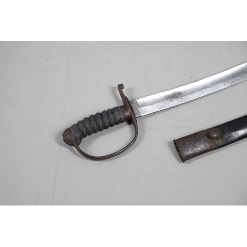106 - A NINETEENTH CENTURY BRITISH POLICE OFFICER'S SWORD AND SCABBARD. With a 58 cm curved blade with poi... 