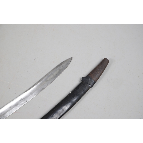 106 - A NINETEENTH CENTURY BRITISH POLICE OFFICER'S SWORD AND SCABBARD. With a 58 cm curved blade with poi... 