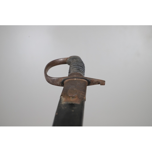 106 - A NINETEENTH CENTURY BRITISH POLICE OFFICER'S SWORD AND SCABBARD. With a 58 cm curved blade with poi... 