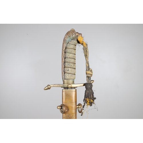 109 - A VICTORIAN MIDSHIPMAN'S DIRK AND SCABBARD. With a 44 cm straight, pointed unfullered blade, the cro... 
