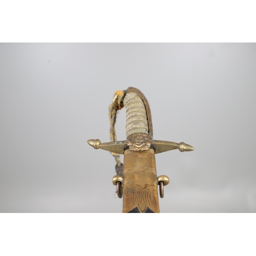 109 - A VICTORIAN MIDSHIPMAN'S DIRK AND SCABBARD. With a 44 cm straight, pointed unfullered blade, the cro... 