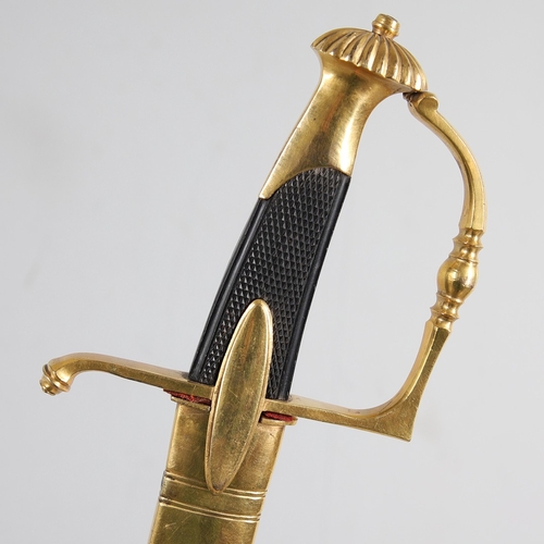111 - A FRENCH NAPOLEONIC PERIOD INFANTRY OFFICER'S SWORD AND SCABBARD. With a 72 cm curved blade with poi... 