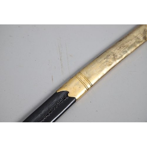 111 - A FRENCH NAPOLEONIC PERIOD INFANTRY OFFICER'S SWORD AND SCABBARD. With a 72 cm curved blade with poi... 