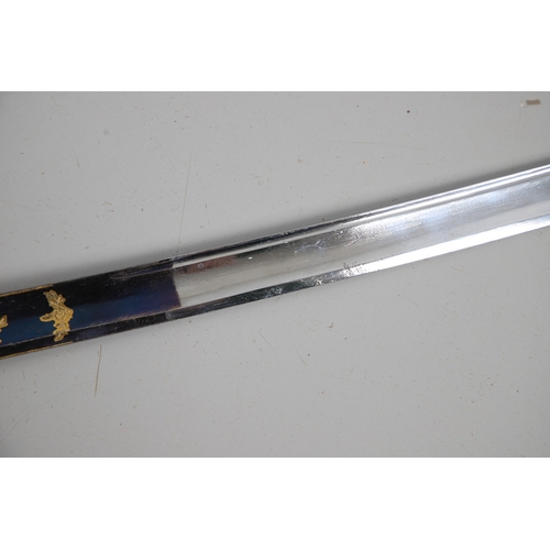 111 - A FRENCH NAPOLEONIC PERIOD INFANTRY OFFICER'S SWORD AND SCABBARD. With a 72 cm curved blade with poi... 