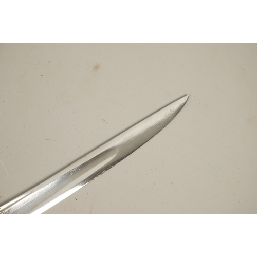 111 - A FRENCH NAPOLEONIC PERIOD INFANTRY OFFICER'S SWORD AND SCABBARD. With a 72 cm curved blade with poi... 