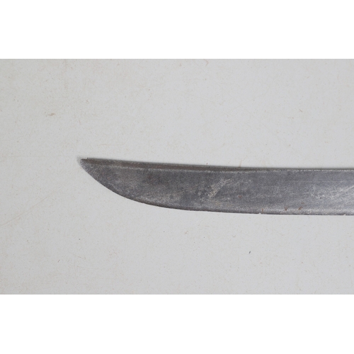 112 - A 19TH CENTURY FRENCH BRIQUET SHORT SWORD. With a 58 cm curved single edged, pointed blade with one ... 