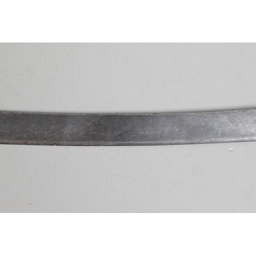 112 - A 19TH CENTURY FRENCH BRIQUET SHORT SWORD. With a 58 cm curved single edged, pointed blade with one ... 