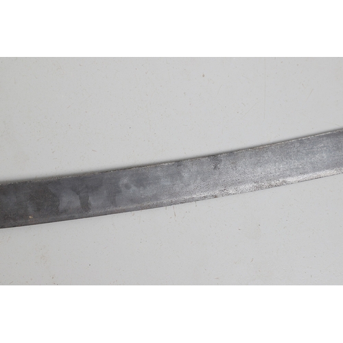 112 - A 19TH CENTURY FRENCH BRIQUET SHORT SWORD. With a 58 cm curved single edged, pointed blade with one ... 
