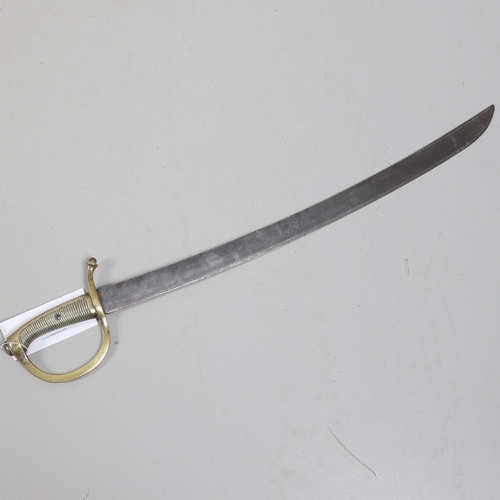 112 - A 19TH CENTURY FRENCH BRIQUET SHORT SWORD. With a 58 cm curved single edged, pointed blade with one ... 