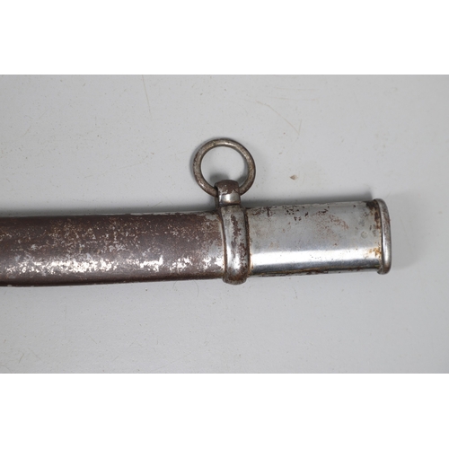 113 - A CONTINENTAL SWORD AND SCABBARD WITH TWO BAR HILT. A sword with a 90 cm curved and pointed blade wi... 