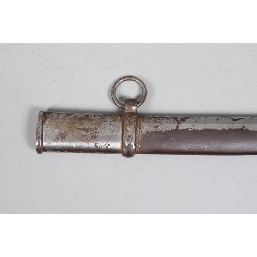 113 - A CONTINENTAL SWORD AND SCABBARD WITH TWO BAR HILT. A sword with a 90 cm curved and pointed blade wi... 