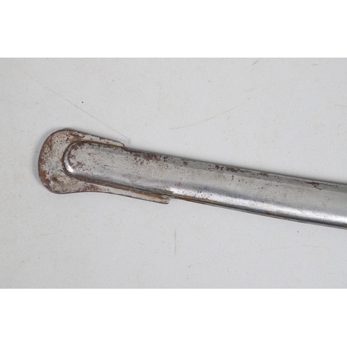 113 - A CONTINENTAL SWORD AND SCABBARD WITH TWO BAR HILT. A sword with a 90 cm curved and pointed blade wi... 