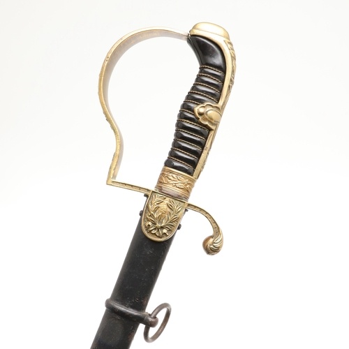 114 - A GERMAN OR PRUSSIAN INFANTRY OFFICER'S SWORD AND SCABBARD. With an 80.5 cm slender, tapering, point... 