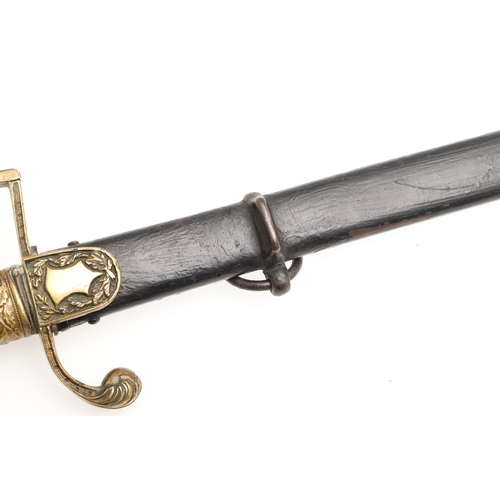 114 - A GERMAN OR PRUSSIAN INFANTRY OFFICER'S SWORD AND SCABBARD. With an 80.5 cm slender, tapering, point... 