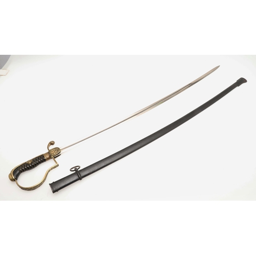 114 - A GERMAN OR PRUSSIAN INFANTRY OFFICER'S SWORD AND SCABBARD. With an 80.5 cm slender, tapering, point... 