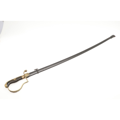 114 - A GERMAN OR PRUSSIAN INFANTRY OFFICER'S SWORD AND SCABBARD. With an 80.5 cm slender, tapering, point... 