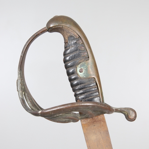 115 - A CAVALRY TROOPER'S SWORD WITH THREE BAR HILT. With an 88.5 cm curved, pointed blade with a partial ... 