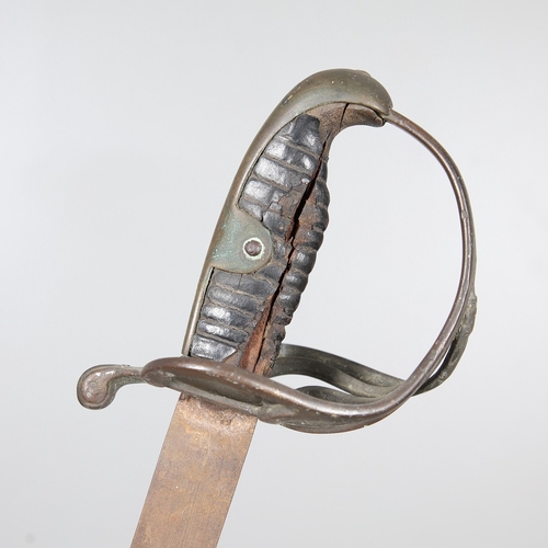 115 - A CAVALRY TROOPER'S SWORD WITH THREE BAR HILT. With an 88.5 cm curved, pointed blade with a partial ... 
