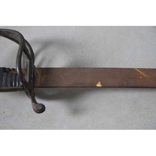115 - A CAVALRY TROOPER'S SWORD WITH THREE BAR HILT. With an 88.5 cm curved, pointed blade with a partial ... 
