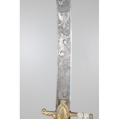 116 - A POLISH 1921/22 PATTERN CAVALRY OFFICERS SABRE. With a 77cm curved and pointed blade decorated with... 
