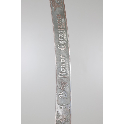 116 - A POLISH 1921/22 PATTERN CAVALRY OFFICERS SABRE. With a 77cm curved and pointed blade decorated with... 