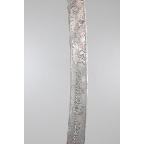 116 - A POLISH 1921/22 PATTERN CAVALRY OFFICERS SABRE. With a 77cm curved and pointed blade decorated with... 