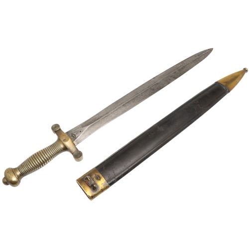 117 - A DATED 1831 PATTERN FRENCH ARTILLERY SHORT SWORD AND SCABBARD. With a 48.5 cm double edged pointed ... 