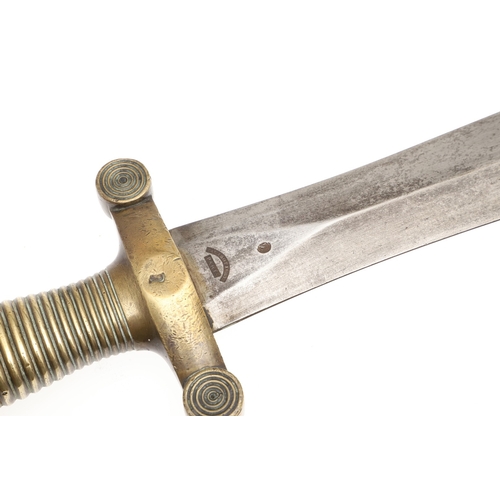 117 - A DATED 1831 PATTERN FRENCH ARTILLERY SHORT SWORD AND SCABBARD. With a 48.5 cm double edged pointed ... 