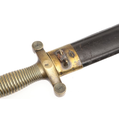 117 - A DATED 1831 PATTERN FRENCH ARTILLERY SHORT SWORD AND SCABBARD. With a 48.5 cm double edged pointed ... 