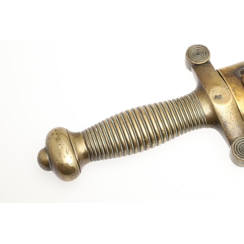 117 - A DATED 1831 PATTERN FRENCH ARTILLERY SHORT SWORD AND SCABBARD. With a 48.5 cm double edged pointed ... 
