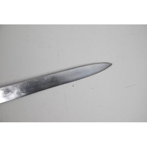 119 - A FRENCH THREE BAR HILT SWORD AND SCABBARD. The 85 cm tapering, pointed blade with broad and shallow... 