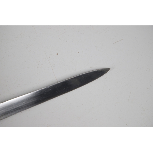 119 - A FRENCH THREE BAR HILT SWORD AND SCABBARD. The 85 cm tapering, pointed blade with broad and shallow... 