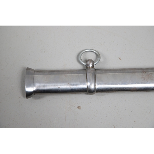 119 - A FRENCH THREE BAR HILT SWORD AND SCABBARD. The 85 cm tapering, pointed blade with broad and shallow... 