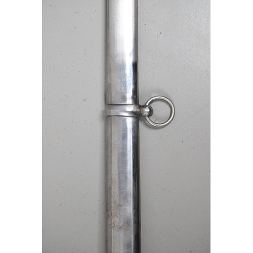 119 - A FRENCH THREE BAR HILT SWORD AND SCABBARD. The 85 cm tapering, pointed blade with broad and shallow... 