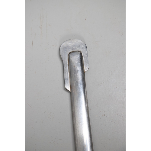 119 - A FRENCH THREE BAR HILT SWORD AND SCABBARD. The 85 cm tapering, pointed blade with broad and shallow... 