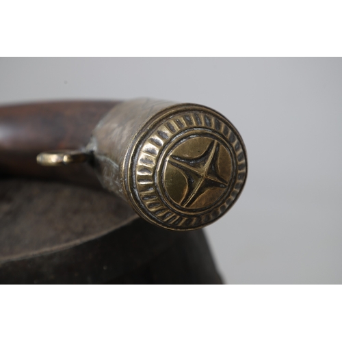 73 - A COLLECTION OF POWDER OR SIMILAR BARRELS AND A BRASS MOUNTED POWDER FLASK. A collection of bound ba... 