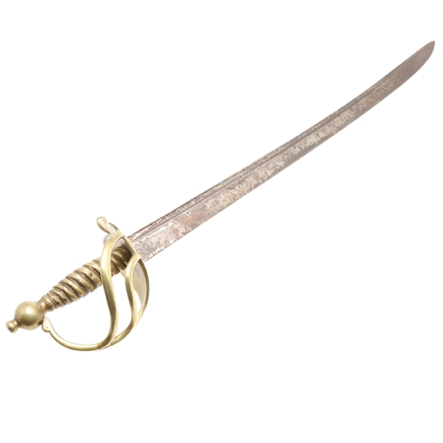 78 - A 1751 PATTERN SWORD FOR THE HUNTINGDON MILITIA WITH A BLADE BY SAMUEL HARVEY. A hanger with a 64 cm... 