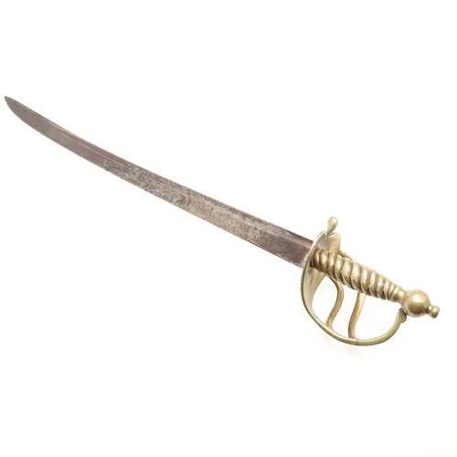 78 - A 1751 PATTERN SWORD FOR THE HUNTINGDON MILITIA WITH A BLADE BY SAMUEL HARVEY. A hanger with a 64 cm... 