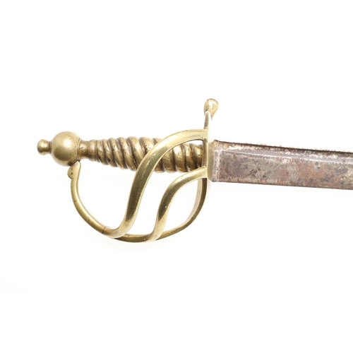 78 - A 1751 PATTERN SWORD FOR THE HUNTINGDON MILITIA WITH A BLADE BY SAMUEL HARVEY. A hanger with a 64 cm... 
