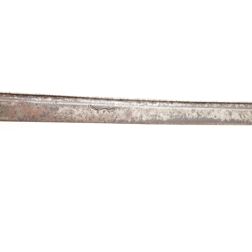 78 - A 1751 PATTERN SWORD FOR THE HUNTINGDON MILITIA WITH A BLADE BY SAMUEL HARVEY. A hanger with a 64 cm... 