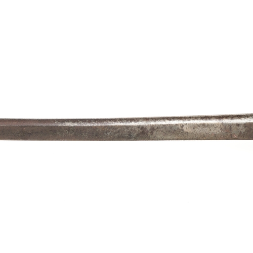 78 - A 1751 PATTERN SWORD FOR THE HUNTINGDON MILITIA WITH A BLADE BY SAMUEL HARVEY. A hanger with a 64 cm... 