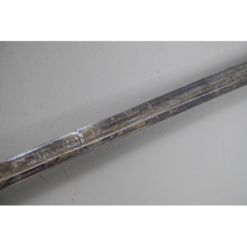 80 - A FINE 1796 PATTERN INFANTRY OFFICERS SWORD AND SCABBARD. With an 80 cm straight, fullered single ed... 