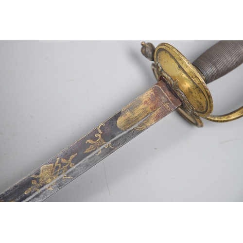 80 - A FINE 1796 PATTERN INFANTRY OFFICERS SWORD AND SCABBARD. With an 80 cm straight, fullered single ed... 