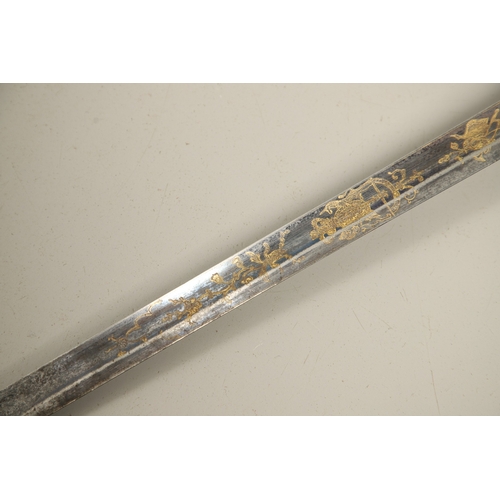 80 - A FINE 1796 PATTERN INFANTRY OFFICERS SWORD AND SCABBARD. With an 80 cm straight, fullered single ed... 