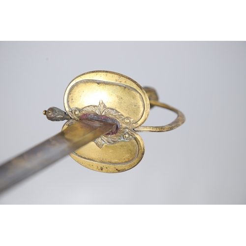 80 - A FINE 1796 PATTERN INFANTRY OFFICERS SWORD AND SCABBARD. With an 80 cm straight, fullered single ed... 