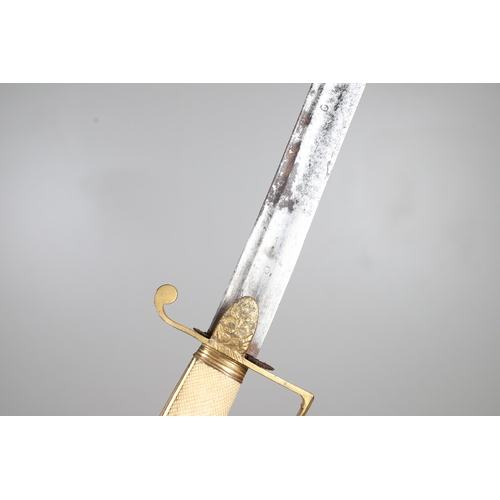81 - A GEORGE III NAVAL OFFICER'S SWORD AND SCABBARD BY DRURY OF LONDON. The 82 cm broad curved blade wit... 